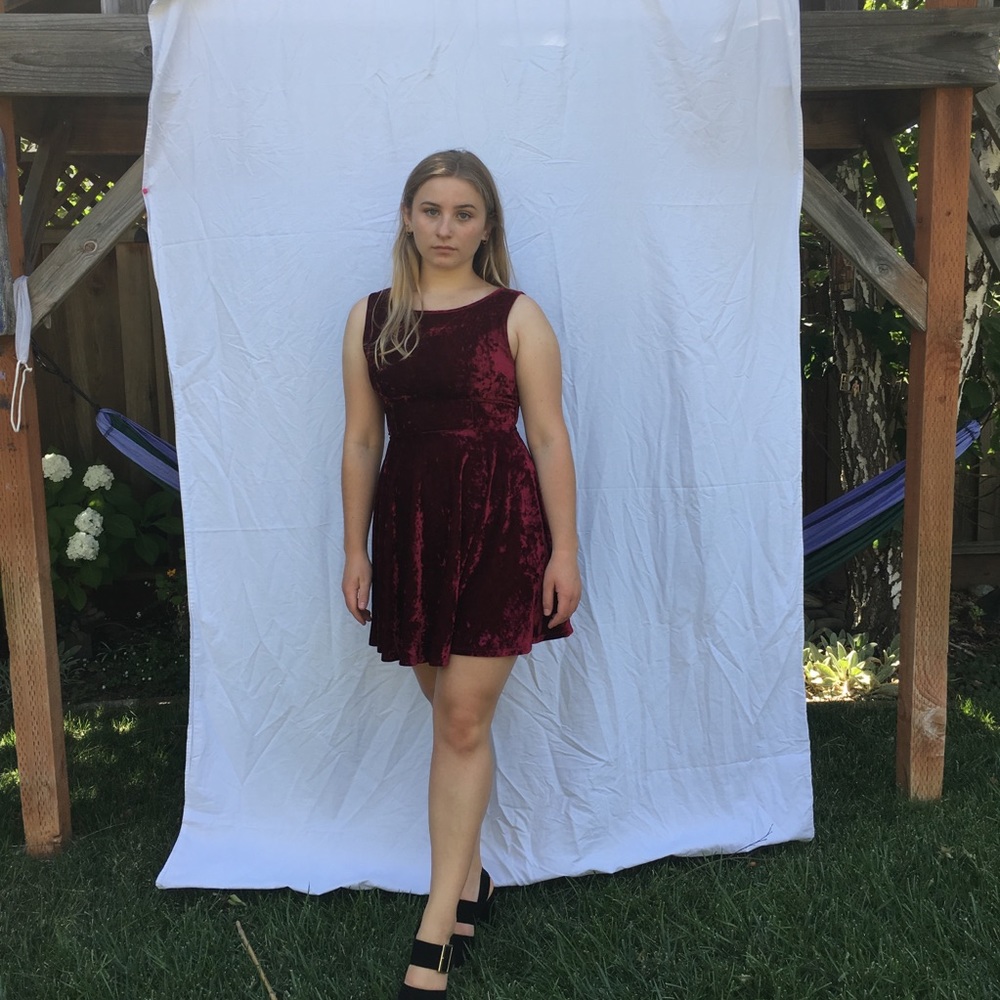 Maroon velvet dress